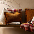 ATMOSPHERA - Coussin décoratif flanelle Jaune cumin effet fourrure 38 x 58 cm - vignette
