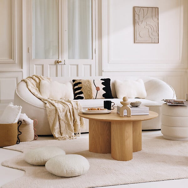 ATMOSPHERA - Coussin décoratif fourrure Blanche 35 x 48 cm - large