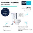 GROHE - Pack WC suspendu sans bride Bau ceramic + Bâti support Solido + abattant + plaque carré blanc alpin - vignette