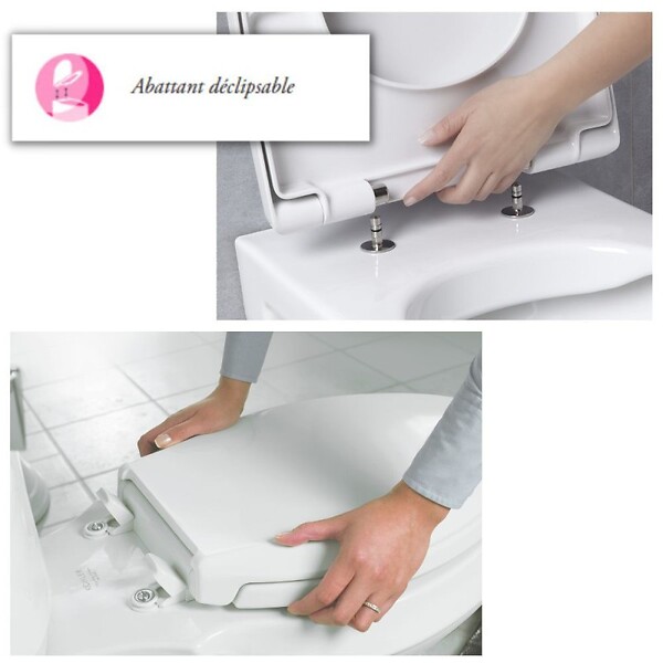 JACOB DELAFON - Cuvette WC suspendu sans bride Patio avec abattant extra-plat déclipsable - large