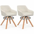 ID MARKET - Lot de 2 chaises pivotantes de salle à manger, fauteuils de table JANY en velours côtelé beige - vignette
