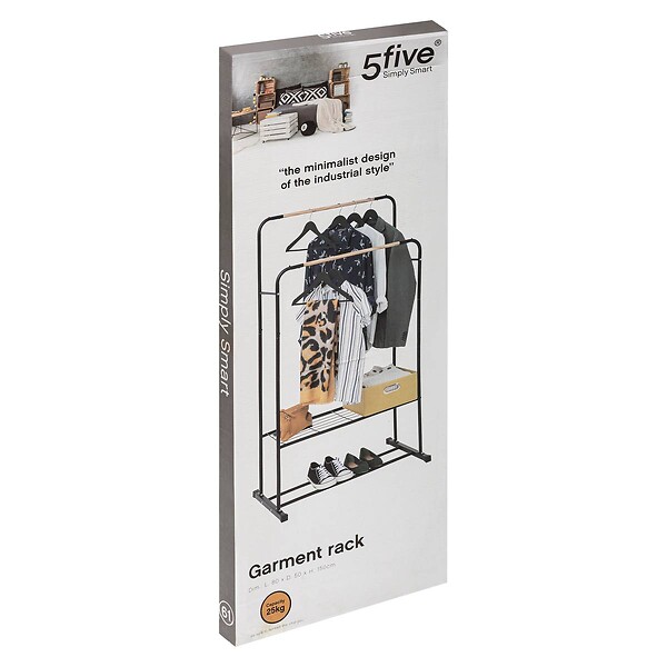 5 FIVE SIMPLY SMART - Penderie Portant à vêtements double en métal Noir H 150 cm - large
