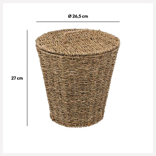 5 FIVE SIMPLY SMART - Poubelle de salle de bain avec couvercle en Seagrass 9 L - large