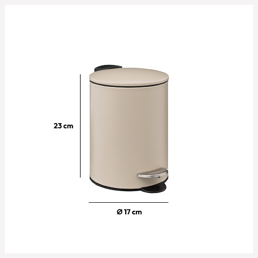 5 FIVE SIMPLY SMART - Poubelle de salle de bain en métal Beige Lin Soft Close 3 L - large