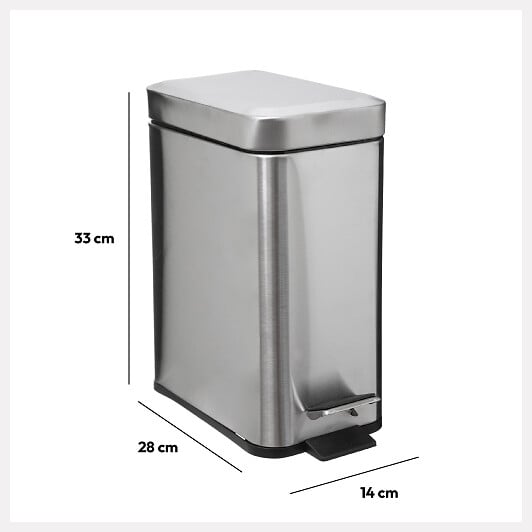 5 FIVE SIMPLY SMART - Poubelle de salle de bain à pédale en métal Soft Close 5 L - large