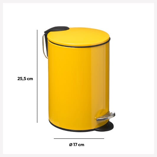 5 FIVE SIMPLY SMART - Poubelle de salle de bain en métal Jaune Soft Close 3 L - large