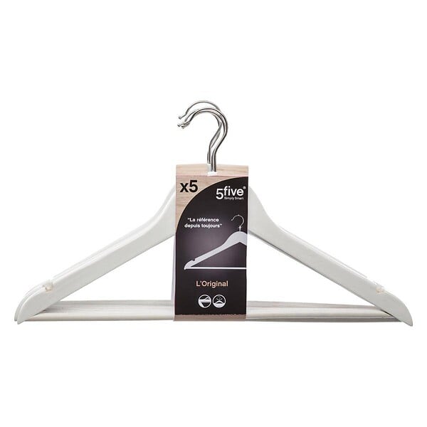 5 FIVE SIMPLY SMART - Lot de 5 Cintres en Bois Blanc - large