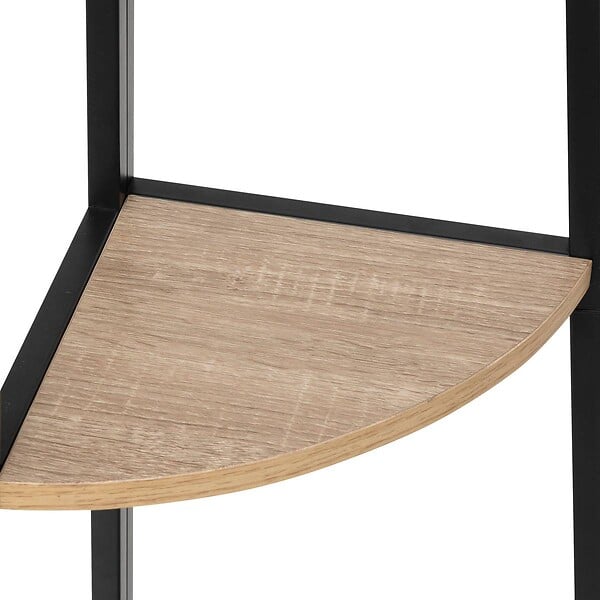5 FIVE SIMPLY SMART - Meuble Étagère d'angle 5 niveaux Effet bois naturel et Métal noir H 180 cm - large