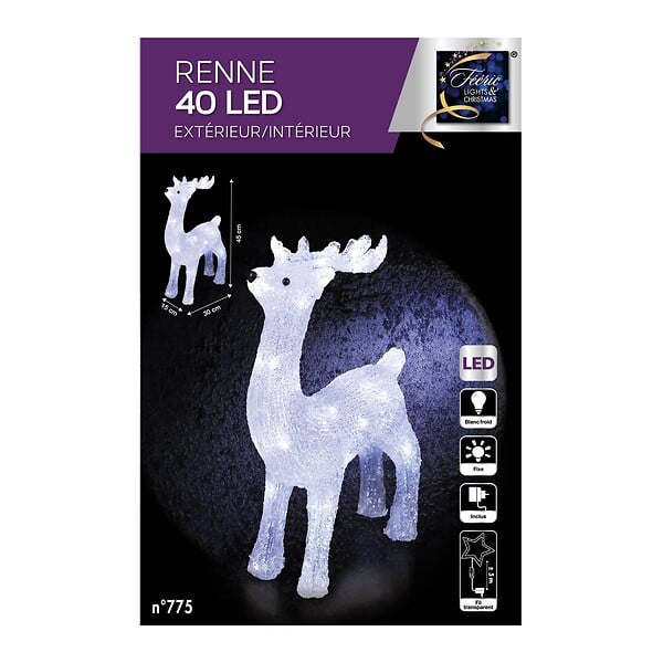 FEERIC LIGHTS & CHRISTMAS - Déco lumineuse Renne debout 40 LED Blanc froid H 45 cm - large
