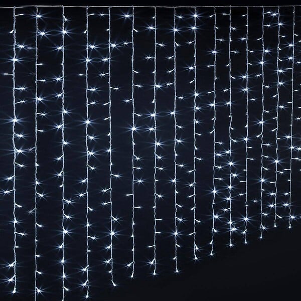 FEERIC LIGHTS & CHRISTMAS - Rideau lumineux L 1.5 m 300 LED Blanc froid 15  Tombées 8 jeux de lumière - large