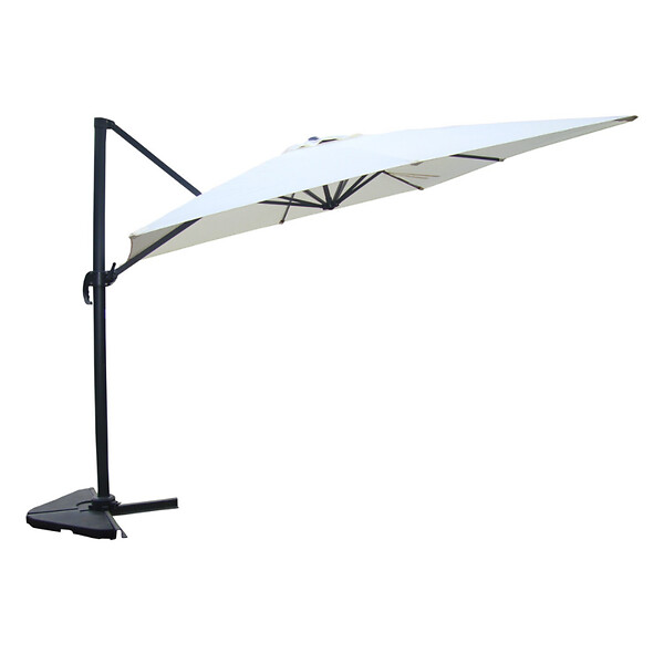 CONCEPT USINE - Ensemble parasol écru 3x4m et 4 dalles à lester CESARE - large