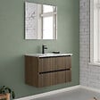 COSYNEO - Meuble de salle de bain 80cm simple vasque - 2 tiroirs - noyer (bois foncé) - VENERIA - vignette