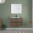 COSYNEO - Meuble de salle de bain 80cm simple vasque - 2 tiroirs - noyer (bois foncé) - VENERIA - vignette