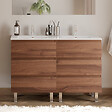 COSYNEO - Meuble de salle de bain 120cm double vasque - 6 tiroirs - sans miroir - noyer (bois foncé) - MAYOR - vignette