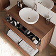 COSYNEO - Meuble de salle de bain 90cm avec plateau et vasque à poser arrondie - 3 tiroirs - noyer (bois foncé) - MAYOR - vignette