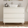 COSYNEO - Meuble de salle de bain 100cm avec plateau et vasque à poser arrondie - 3 tiroirs - blanc brillant - MAYOR - vignette