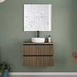 COSYNEO - Meuble de salle de bain 60cm avec plateau et vasque à poser ronde - 2 tiroirs - noyer (bois foncé) - VENERIA - vignette
