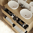 COSYNEO - Meuble de salle de bain 120cm avec plateau et 2 vasques à poser arrondies - 6 tiroirs - nebraska (chêne clair) - MAYOR - vignette