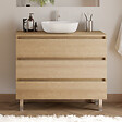 COSYNEO - Meuble de salle de bain 100cm avec plateau et vasque à poser arrondie - 3 tiroirs - nebraska (chêne clair) - MAYOR - vignette