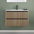 COSYNEO - Meuble de salle de bain 80cm simple vasque - 2 tiroirs - sans miroir - roble era (chêne clair) - VENERIA - vignette