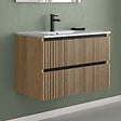 COSYNEO - Meuble de salle de bain 80cm simple vasque - 2 tiroirs - sans miroir - roble era (chêne clair) - VENERIA - vignette