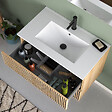 COSYNEO - Meuble de salle de bain 80cm simple vasque - 2 tiroirs - sans miroir - roble era (chêne clair) - VENERIA - vignette