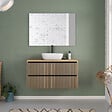 COSYNEO - Meuble de salle de bain 100cm avec plateau et vasque à poser arrondie - 2 tiroirs - sans miroir - roble era (chêne clair) - VENERIA - vignette