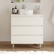 COSYNEO - Meuble de salle de bain 80cm avec plateau et vasque à poser ronde - 3 tiroirs - blanc brillant - MAYOR - vignette