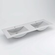 COSYNEO - Meuble de salle de bain 140cm double vasque - 6 tiroirs - sans miroir - noyer (bois foncé) - MAYOR - vignette