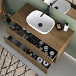 COSYNEO - Meuble de salle de bain 90cm avec plateau et vasque à poser arrondie - 2 tiroirs - sans miroir - noyer (bois foncé) - VENERIA - vignette
