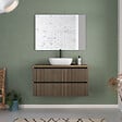 COSYNEO - Meuble de salle de bain 90cm avec plateau et vasque à poser arrondie - 2 tiroirs - sans miroir - noyer (bois foncé) - VENERIA - vignette