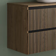 COSYNEO - Meuble de salle de bain 90cm avec plateau et vasque à poser arrondie - 2 tiroirs - sans miroir - noyer (bois foncé) - VENERIA - vignette