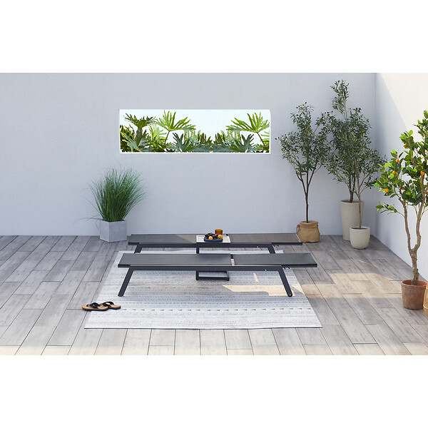 CONCEPT USINE - Lot de 2 transats et une table d'appoint noir PRATO - large