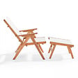 OVIALA - Fauteuil relax en bois d'eucalyptus avec repose-pieds blanc - Sisco - vignette