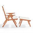 OVIALA - Fauteuil relax en bois d'eucalyptus avec repose-pieds blanc - Sisco - vignette