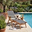 OVIALA - Fauteuil relax en bois d'eucalyptus avec repose-pieds gris - Sisco - vignette