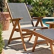 OVIALA - Fauteuil relax en bois d'eucalyptus avec repose-pieds gris - Sisco - vignette