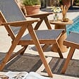 OVIALA - Fauteuil relax en bois d'eucalyptus avec repose-pieds gris - Sisco - vignette