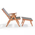 OVIALA - Fauteuil relax en bois d'eucalyptus avec repose-pieds gris - Sisco - vignette