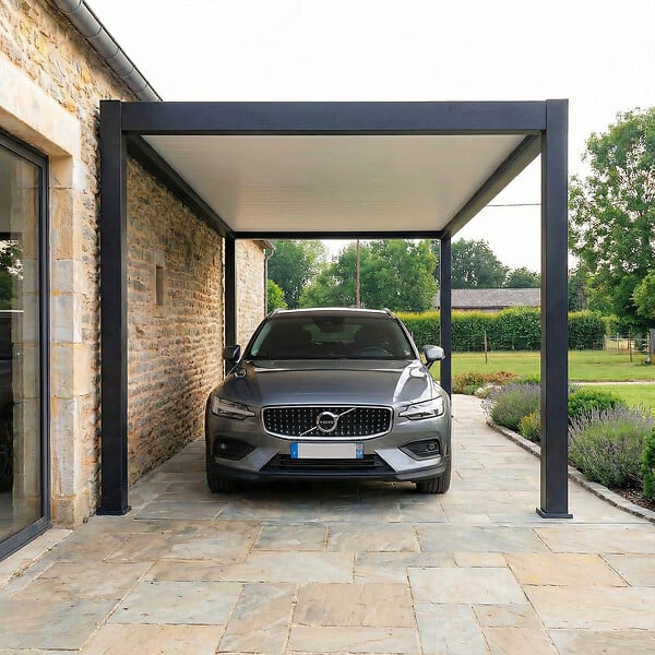 DIRECT-ABRIS - Carport Aluminium 330 x 570 cm PRESTON - 18 m2 - Hauteur : 255 - 1 Voiture - Abri Voiture Autoportant - Sans Déclaration Travaux - large