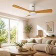 VOLTMAN - Ventilateur de plafond connecté + éclairage Ø105 cm - blanc et bois - Voltman - vignette