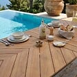 OVIALA - Table de jardin extensible 8 à 12 places effet bois en alu et polywood - Jakarta - vignette