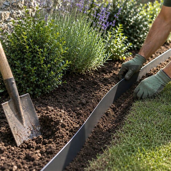 GT GARDEN - Bordure de jardin flexible grise - 15 cm x 6 mètres - large