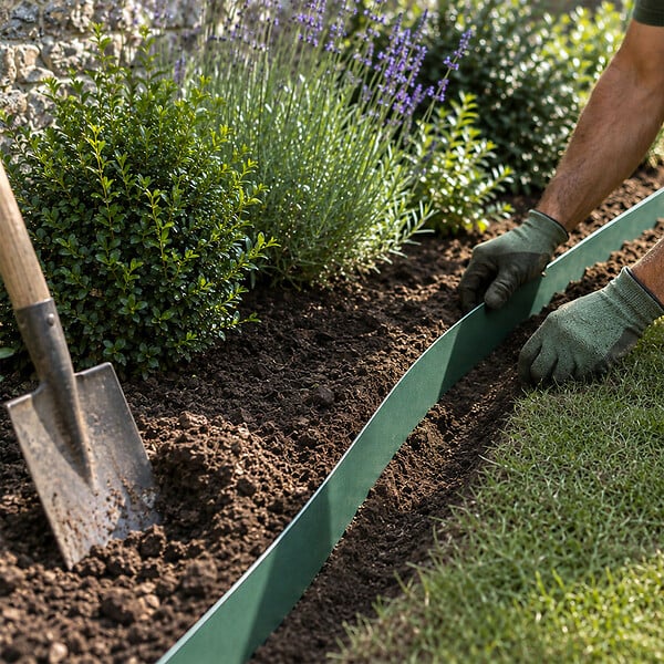 GT GARDEN - Bordure de jardin flexible verte - 15 cm x 6 mètres - large
