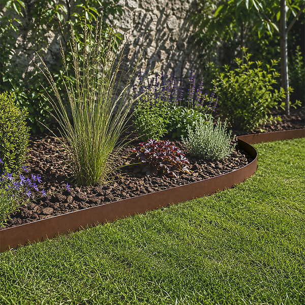 GT GARDEN - Bordure de jardin flexible marron - 15 cm x 6 mètres - large