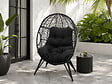 CONCEPT USINE - Fauteuil œuf sur pied en résine noir effet rotin JANE - vignette