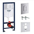 GROHE - Pack WC Bâti Rapid SL + WC sans bride SAT Vortex + Abattant SoftClose + Plaque chrome + Set d'habillage (ARENADELANOTQSB) - vignette