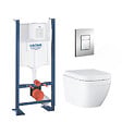 GROHE - Pack WC Euro Ceramic Cuvette Compact Triple Vortex + Rapid SL autoportant NF + plaque chrome (ProjectEuroCompact-1/BP) - vignette