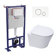 SWISS AQUA TECHNOLOGIES - Pack WC bâti-autoportant + WC SAT Infinitio sans bride fixations invisibles + Abattant softclose + Plaque blanche/chrome - vignette