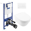 VILLEROY & BOCH - Pack WC Bâti Villeroy & Boch + Cuvette Villeroy sans bride + Abattant Duroplast + Plaque blanche (ViConnectArchi3-2) - vignette